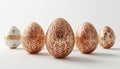 Decorative Easter Eggs with Gold Floral Patterns on White Background Royalty Free Stock Photo