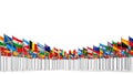 A row of flags of different countries on a white background Royalty Free Stock Photo