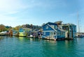 Row of Floating Homes at Fishermans Wharf Royalty Free Stock Photo