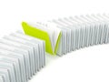 Row of folders with different green one