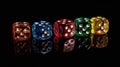 Row of four dice on a table, versatile image for various concepts Royalty Free Stock Photo
