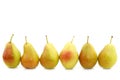 Row of fresh `Forelle` pears Royalty Free Stock Photo