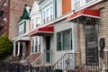 Row of Small and Colorful Old Homes in Midwood Brooklyn of New York City Royalty Free Stock Photo