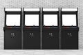 Row of Gaming Arcade Machines with Blank Screen for Your Design.