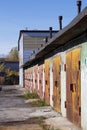 Row of garage doors