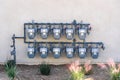 Row of gas meters on a wall Royalty Free Stock Photo