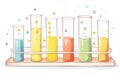 a row of glass test tubes with colored liquids Royalty Free Stock Photo