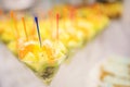 Row of Glasses with Fruits Royalty Free Stock Photo