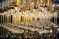 Row of glasses of wine. A restaurant. Royalty Free Stock Photo