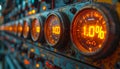 Digital Gauges Showing 10 on Industrial Control Panel Royalty Free Stock Photo