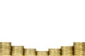 Row of Gold Coins Forming Bottom Frame Border Royalty Free Stock Photo