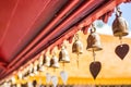 Row of golden bells in buddist temple in Chiang Mai,Thailand Royalty Free Stock Photo