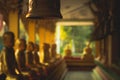 A row of golden buddha statue at Wat Intharam Kanchanaburi, Thai Royalty Free Stock Photo