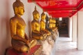 Row of Golden Buddha Statues at Wat Phra Kae, Temple of the Emerald Buddha, Bangkok, Thailand