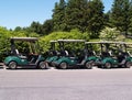 Row of golf carts Royalty Free Stock Photo