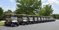 Row of golf carts Royalty Free Stock Photo