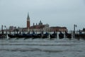 Row of gondolas on the lagoon Royalty Free Stock Photo
