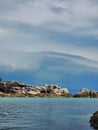 a row of granite stones on the coast of Tanjung Tinggi?