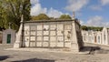 Rows of grave tombs and wall graves in Alto deSao Joao cemtery, Lisbon