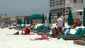 Lounge chairs and beach umbrellas Royalty Free Stock Photo