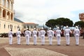 Row of guards near Prince`s Palace, Monaco City