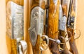 Row of guns in shop Royalty Free Stock Photo