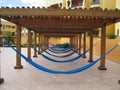 Row of hammocks at a resort Royalty Free Stock Photo