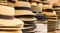 Row of hats on shelves Royalty Free Stock Photo