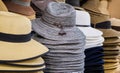 Row of hats on shelves