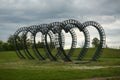 Row of heartshaped metal decorating archs for plants and flowers