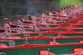 Row of hire boats on river Royalty Free Stock Photo