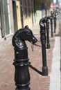 Row of horses head model in French Quarter New Orleans Royalty Free Stock Photo