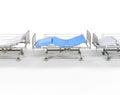 Row of hospital beds - side view