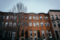Row houses in Charles North, Baltimore, Maryland. Royalty Free Stock Photo