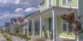 Row of houses with flags in Daybreak Utah Royalty Free Stock Photo