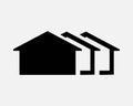 Row of Houses Icon Homes Building Housing House Home Simple Set Vector Black White Icon