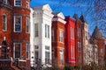 Row houses of Mount Vernon Square in Washington DC. Royalty Free Stock Photo