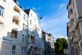 Row of houses in Munich, renovated buildings in Schwabing. New building, old building Royalty Free Stock Photo