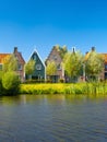 A row of houses in the Netherlands. Old buildings. Architecture and construction.