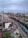 a row of houses for residents of the capital city of Jakarta on the riverbank