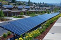 Row of houses with solar panels on the roof Royalty Free Stock Photo