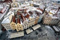 Row houses with traditional red roofs in Prague Old Town Square in the Czech Republic Royalty Free Stock Photo