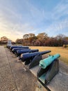 Row of howitzers at Vicksburg National Military Park Royalty Free Stock Photo