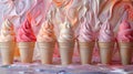 Row of Ice Cream Cones on Table Royalty Free Stock Photo