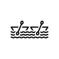 Black line icon for Row, rower and boat