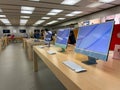 A row of iMac Computers at an Apple store Royalty Free Stock Photo