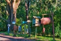 Row of improvised rural letterboxes, Australia Royalty Free Stock Photo