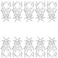 Ink illustration. outline Bugs coloring border