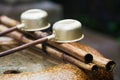 Photo of Row of Japanese ladles Royalty Free Stock Photo