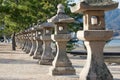Row of Japanese stone lanterns Royalty Free Stock Photo